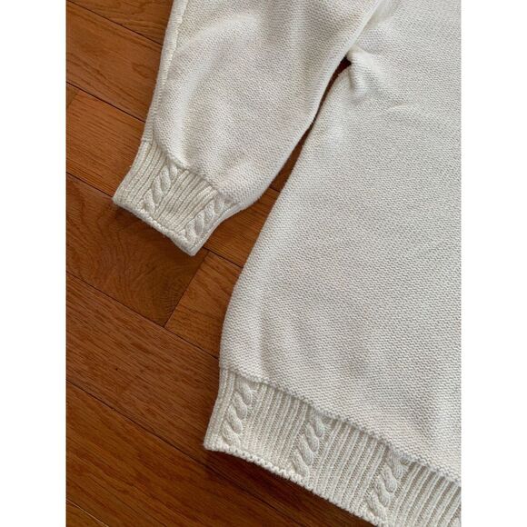 Vintage Eddie Bauer  100% Cotton VNeck Pullover Sweater Mens Large L Cream HEAVY - Picture 9 of 9